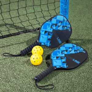 Baseline Pickleball Set – Inclusief Net, 2 Paddles en 2 Ballen – Houten Batjes – 2,4 Meter Net