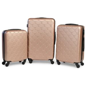 Pierre Cardin Orion Kofferset 3-teilig Pink Poudré - 4 Rollen - Hartschalenkoffer - Dial Lock - ABS - 55/65/75 cm