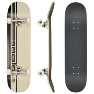 Globe G0 Strype Hard 8.0 Skateboard Oberansicht Schwarz Off-White