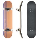 Vorderansicht Globe G0 Strype Hard 7.75" komplettes Skateboard in Dusty Orange und Lavendel