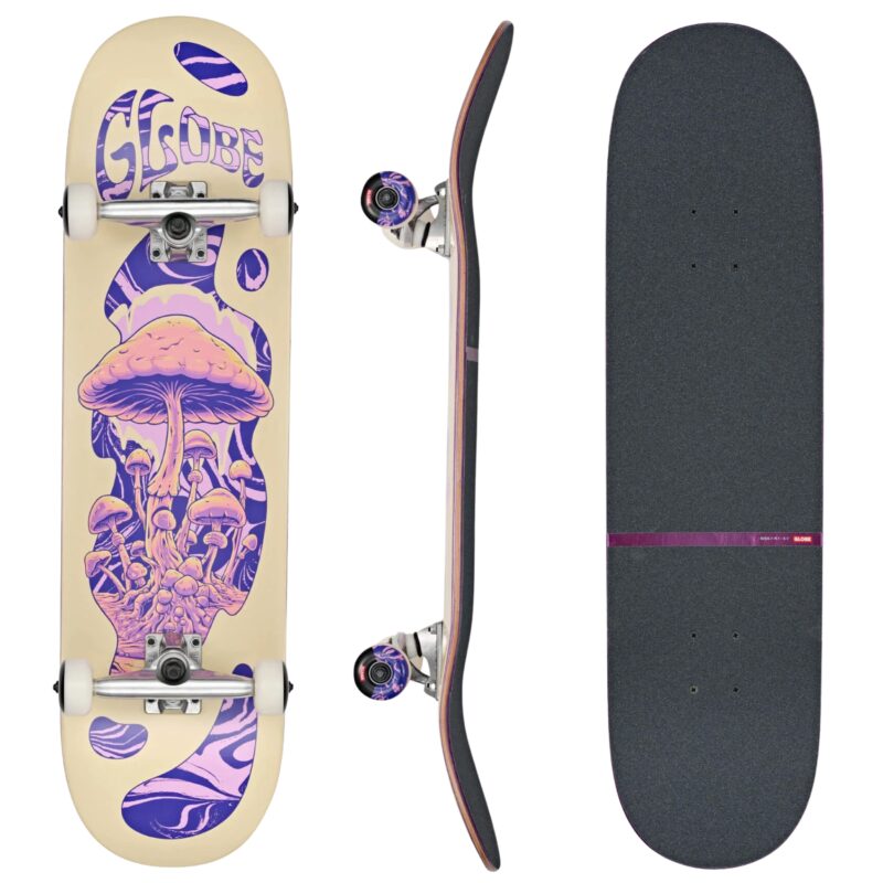 Globe G1 Mind Expansion 8.5-inch Complete Skateboard - Off-White/Purple mit voller Konkave, Tensor Achsen und 53mm Rollen