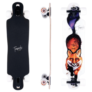 Tempish Fox-N Dropthrough Longboard - 32.5 inches - Fox design - Maple wood - ABEC 7 - 78A wheels